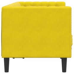 Canapé Chesterfield avec traversins 2 places jaune velours 