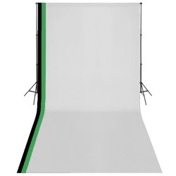 Kit de studio photo et 3 toiles de fond réglables Coton 3x6 m 