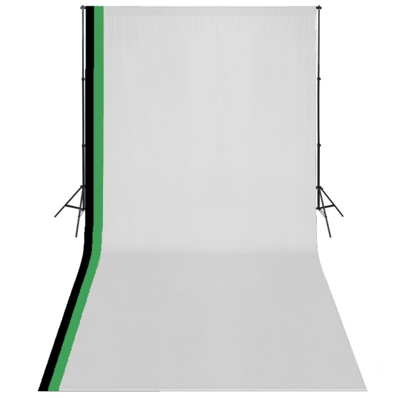 Kit de studio photo et 3 toiles de fond réglables Coton 3x6 m 