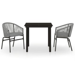 Ensemble à manger de jardin 3 pcs Gris 