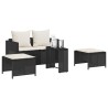 Salon de jardin 5 pcs avec coussins empilable noir polyrotin 