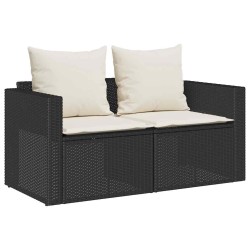 Salon de jardin 5 pcs avec coussins empilable noir polyrotin 