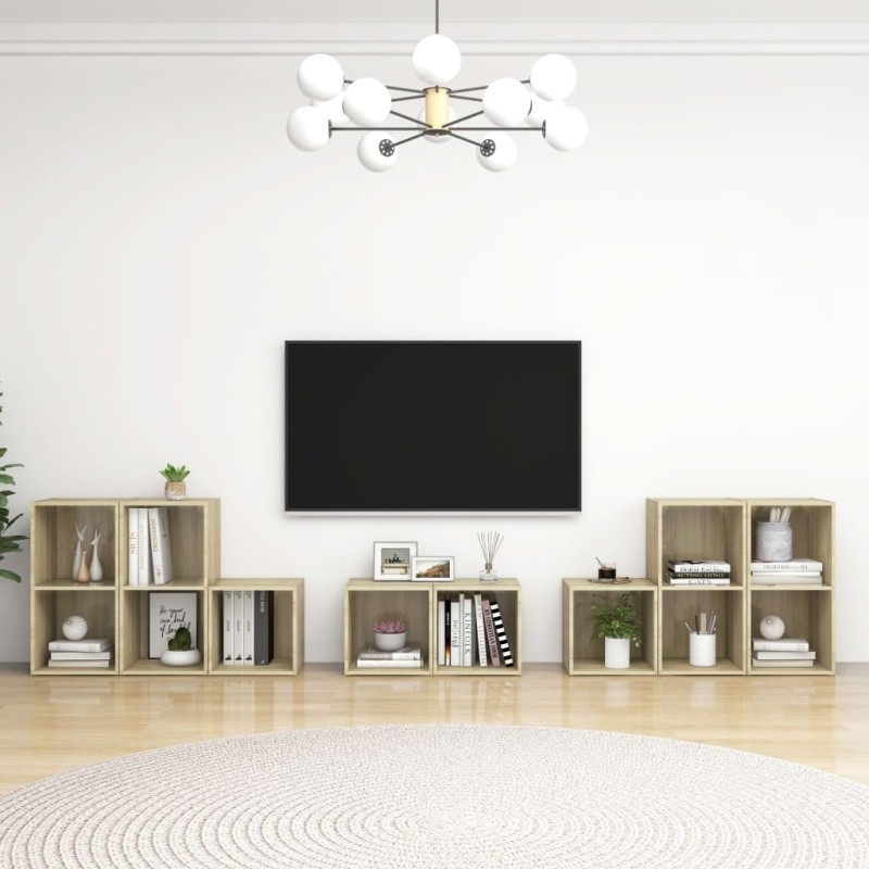 Ensemble de meubles TV 8 pcs Chêne sonoma Bois d'ingénierie Ensemble de meubles TV 8 pcs Chêne sonoma Bois d'ingénierie