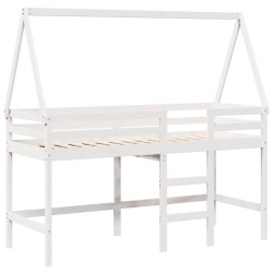 Lit superposé avec échelle et toit sans matelas blanc 90x190 cm 