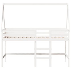 Lit superposé avec échelle et toit sans matelas blanc 90x190 cm 