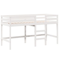 Lit superposé avec échelle et toit sans matelas blanc 90x190 cm 
