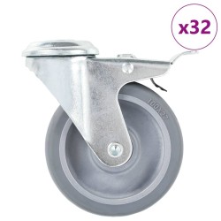32 pcs Roulettes pivotantes à trou de boulon 100 mm 