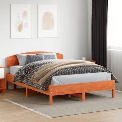 Cadre de lit sans matelas cire marron 160x200cm bois pin massif 
