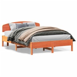Cadre de lit sans matelas cire marron 160x200cm bois pin massif 