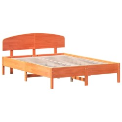 Cadre de lit sans matelas cire marron 160x200cm bois pin massif 