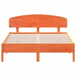 Cadre de lit sans matelas cire marron 160x200cm bois pin massif 