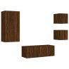 Unités murales TV avec LED 5 pcs chêne marron bois d'ingénierie 