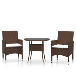 Ensemble à manger de jardin 3pcs Résine tressée Marron 