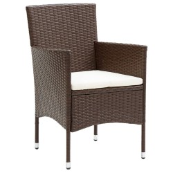 Ensemble à manger de jardin 3pcs Résine tressée Marron 