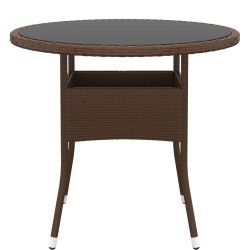 Ensemble à manger de jardin 3pcs Résine tressée Marron 