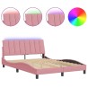 Cadre de lit avec LED sans matelas rose 140x200 cm velours 