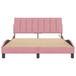 Cadre de lit avec LED sans matelas rose 140x200 cm velours 