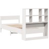 Lit bibliothèque sans matelas blanc 90x200cm bois de pin massif 