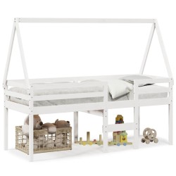 Lit haut sans matelas blanc 80x200 cm bois de pin massif 