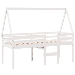 Lit haut sans matelas blanc 80x200 cm bois de pin massif 