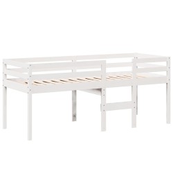 Lit haut sans matelas blanc 80x200 cm bois de pin massif 