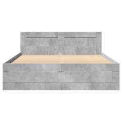 Cadre de lit et tête de lit sans matelas gris béton 120x200 cm 