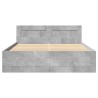 Cadre de lit et tête de lit sans matelas gris béton 120x200 cm 