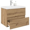 Meuble lavabo avec bassin et robinet intégrés chêne artisanal 