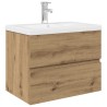Meuble lavabo avec bassin et robinet intégrés chêne artisanal 