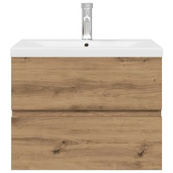 Meuble lavabo avec bassin et robinet intégrés chêne artisanal 