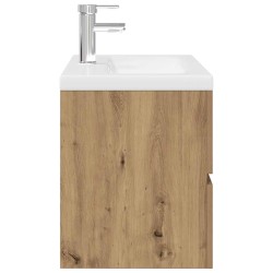 Meuble lavabo avec bassin et robinet intégrés chêne artisanal 