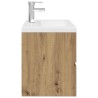 Meuble lavabo avec bassin et robinet intégrés chêne artisanal 