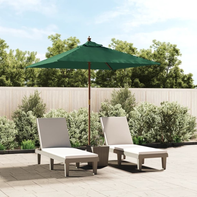 Parasol de jardin avec mât en bois vert 198x198x231 cm 