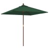 Parasol de jardin avec mât en bois vert 198x198x231 cm 