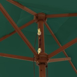 Parasol de jardin avec mât en bois vert 198x198x231 cm 