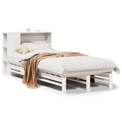 Lit bibliothèque sans matelas blanc 100x200 cm bois massif 