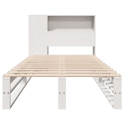 Lit bibliothèque sans matelas blanc 100x200 cm bois massif 