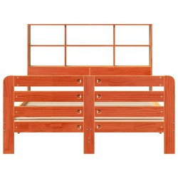Cadre de lit sans matelas cire marron 135x190cm bois pin massif 