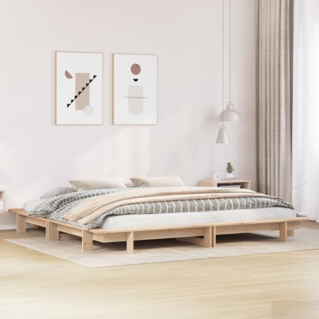 Cadre de lit sans matelas 200x200 cm bois massif de pin 