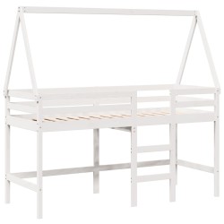 Lit superposé avec échelle et toit sans matelas blanc 80x200 cm 