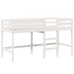 Lit superposé avec échelle et toit sans matelas blanc 80x200 cm 