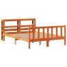 Cadre de lit et tête de lit sans matelas cire marron 135x190 cm 