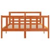 Cadre de lit et tête de lit sans matelas cire marron 135x190 cm 