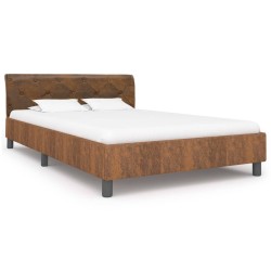 Cadre de lit Marron Similicuir daim 140 x 200 cm 