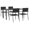 Ensemble à manger de jardin 5 pcs noir résine tressée et acier 