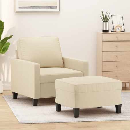 Fauteuil avec repose-pied Crème 60 cm Tissu 