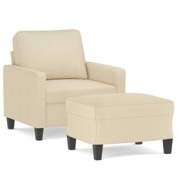 Fauteuil avec repose-pied Crème 60 cm Tissu 