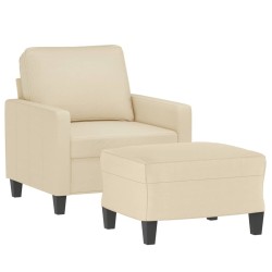 Fauteuil avec repose-pied Crème 60 cm Tissu 