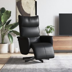 Fauteuil inclinable avec repose-pieds noir similicuir 