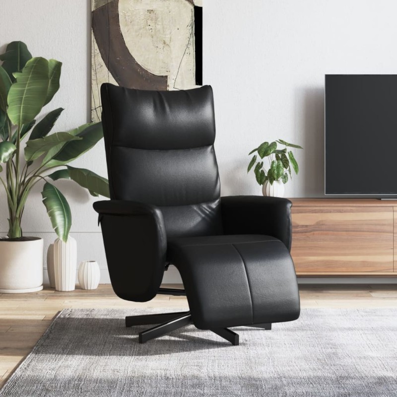 Fauteuil inclinable avec repose-pieds noir similicuir 